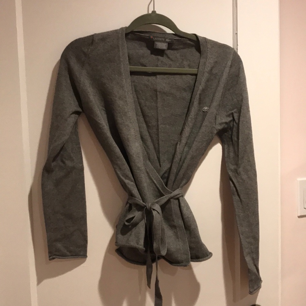 Lacoste grey wrap sweater.